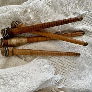 Vintage Wooden Bobbins Textile Spindles Primitive Farmhouse Decor Cottagecore